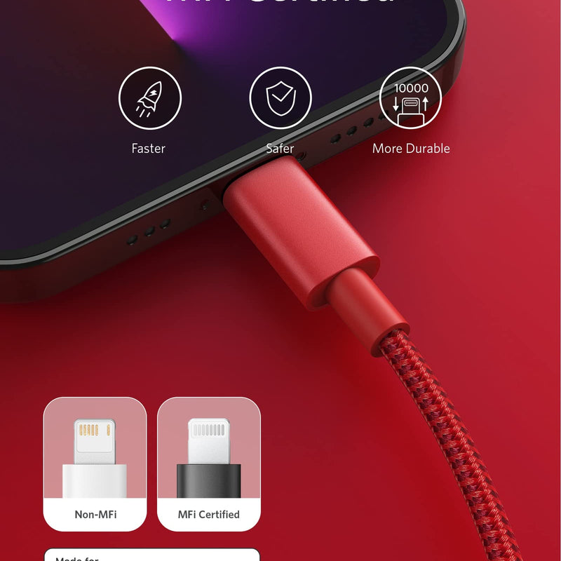 Anker 331 USB-C to Lightning charging cable, black, 1ft long, designed for fast charging and data transfer.