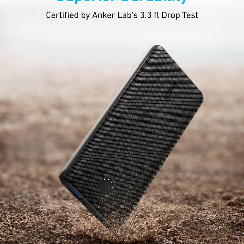 Anker PowerCore 10K 313 portable power bank in black, designed for charging devices on the go.