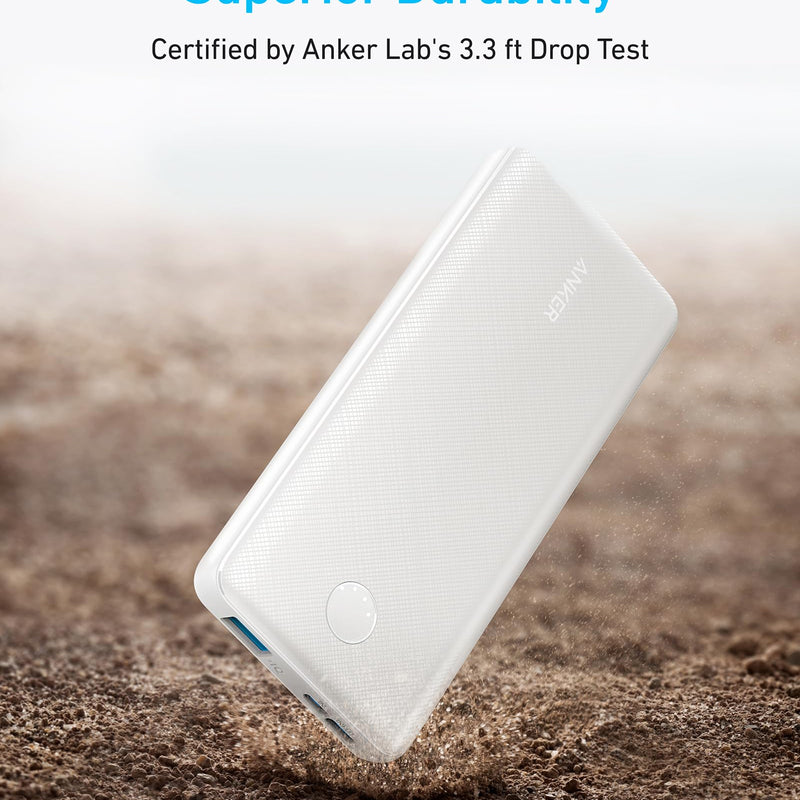 Anker PowerCore 10K portable power bank in black, designed for charging devices on the go with compact, lightweight build