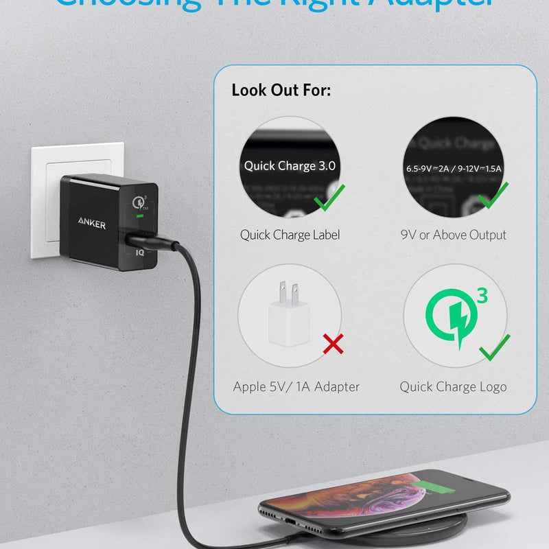 Black Anker 313 wireless charging pad for convenient, cable-free device charging with sleek, compact design.