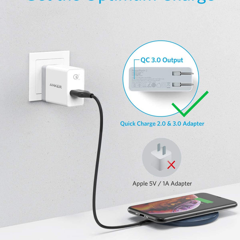 Anker 313 wireless charging pad in black for charging compatible smartphones wirelessly on a flat surface.
