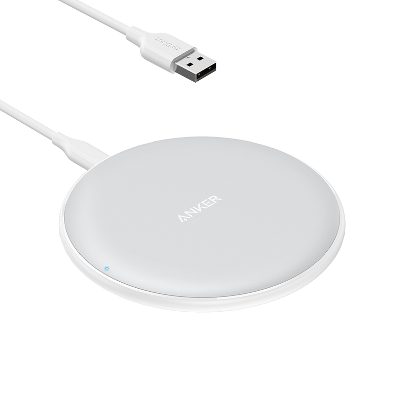 Anker 313 wireless charging pad in black for charging smartphones and compatible devices efficiently.