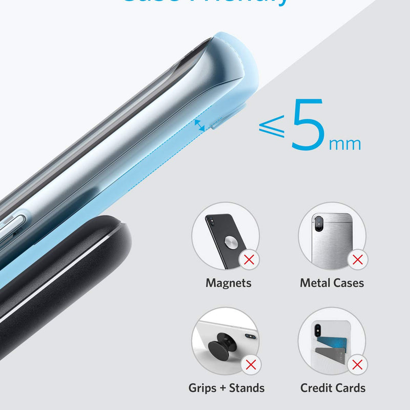 Anker 313 wireless charging stand in black, designed for fast and convenient wireless charging of smartphones.