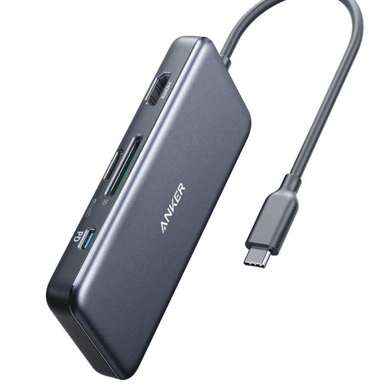 Black Anker 341 USB-C Hub 7-in-1 charging only with multiple ports for connectivity and device charging