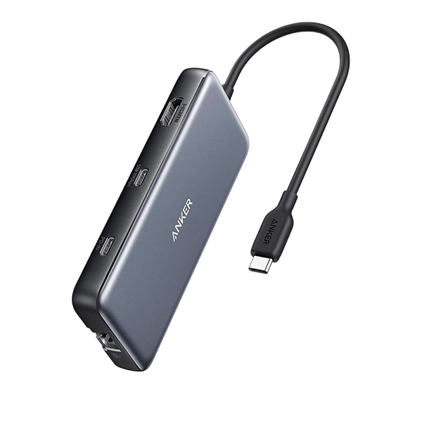 Anker 555 USB-C Hub charging only, black, 8-in-1 multiport hub with multiple USB and power ports for laptops and devices