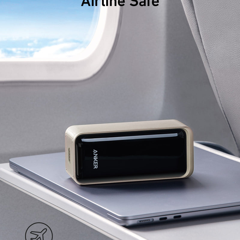 Black Anker Prime Power Bank 20K with 200W charging capacity, portable device for fast power delivery and charging-only use.