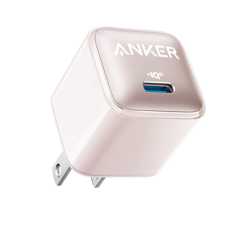 Anker Nano 20W charger in black, compact charging device with USB-C port for fast charging smartphones and devices.