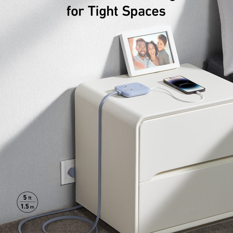 Anker Nano 6-in-1 charging station in black with multiple USB ports for fast device charging, compact and sleek design.