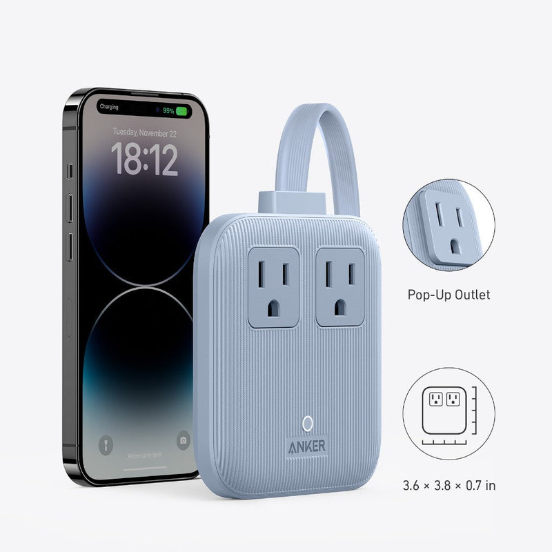 Anker Nano 6-in-1 charging station in black, featuring multiple ports for fast device charging, compact and sleek design.