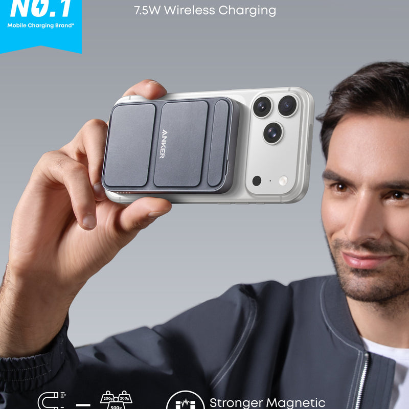 Anker 622 MagGo Magnetic Battery, white charging device with sleek design and magnetic attachment for mobile devices.