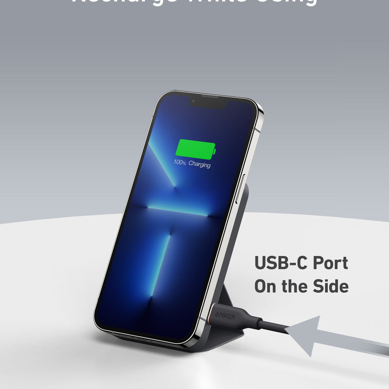 Anker 622 MagGo Magnetic Battery in Dolomite White, portable charging device with magnetic attachment for smartphones.