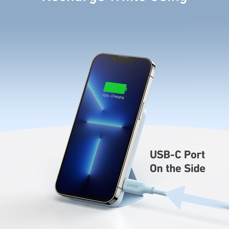 Anker 622 MagGo Magnetic Battery in Dolomite White, portable charging device with magnetic attachment for smartphones.