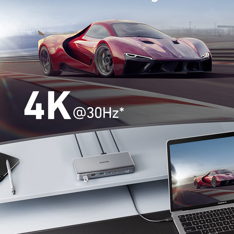 Anker 563 USB-C Docking Station in grey for charging only, featuring multiple ports for versatile device connectivity.