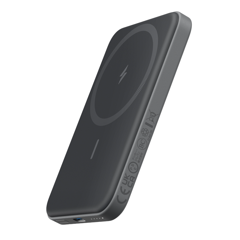 Anker 621 Magnetic Battery MagGo in interstellar gray, compact portable charging device with magnetic attachment for smartphones.