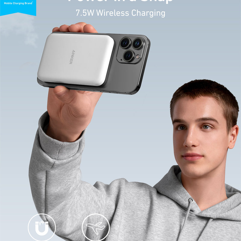 Anker 621 Magnetic Battery MagGo in interstellar gray, portable charging device with magnetic attachment for smartphones.
