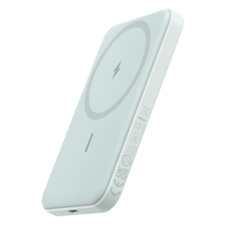 Anker 621 MagGo Magnetic Battery for charging, shown in interstellar gray with a sleek compact design.
