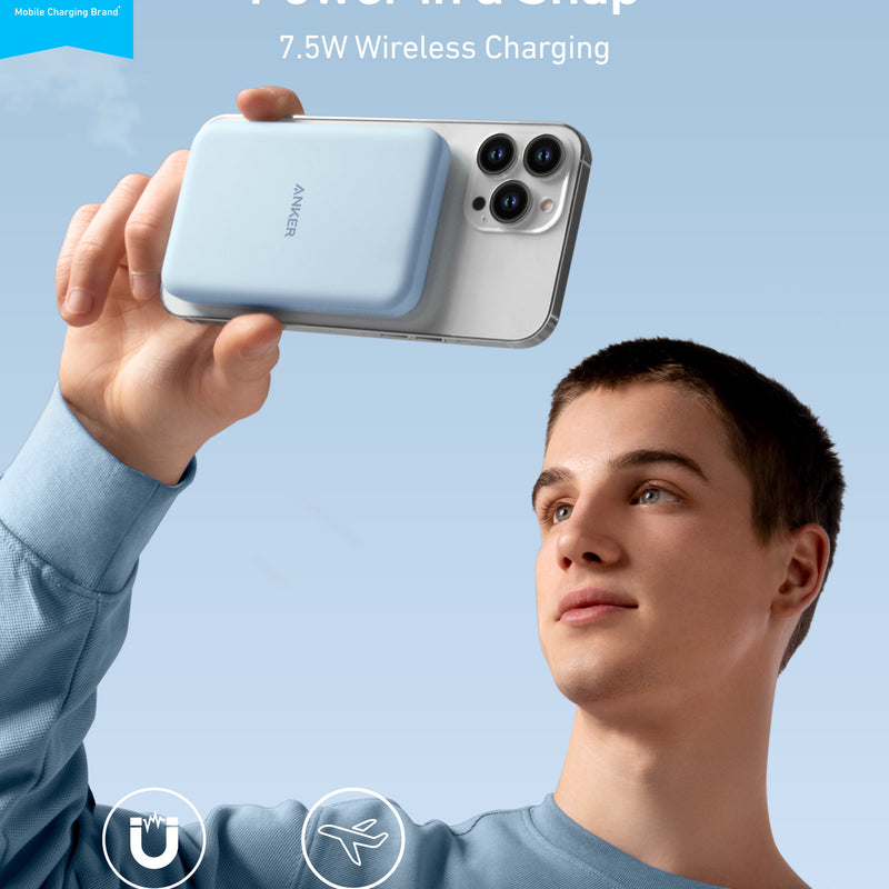 Anker 621 Magnetic Battery MagGo in interstellar gray, portable charging device with magnetic attachment for smartphones.