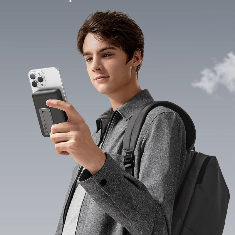 Anker 633 Magnetic Battery charging device in interstellar gray with magnetic attachment and compact design.