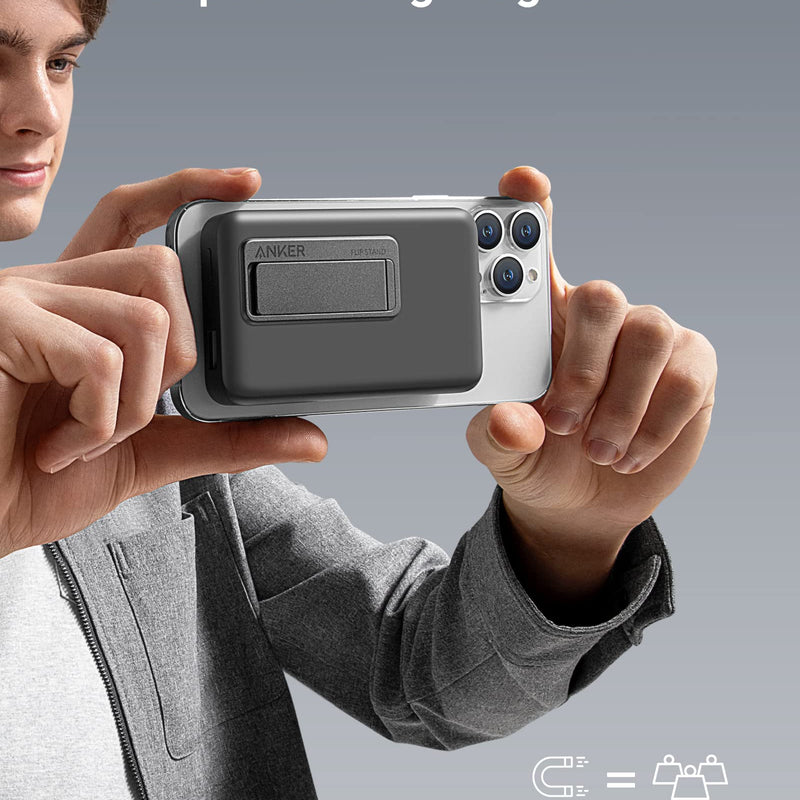 Anker 633 Magnetic Battery charging device in interstellar gray with magnetic connection and sleek compact design.