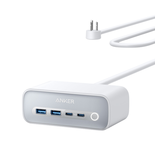 Anker 525 Charging Station in phantom black with multiple charging ports for electronic devices.