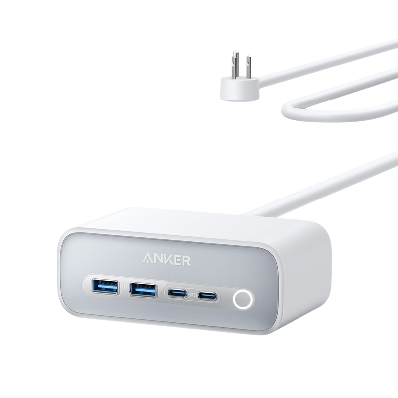 Anker 525 Charging Station in phantom black with multiple charging ports for electronic devices.