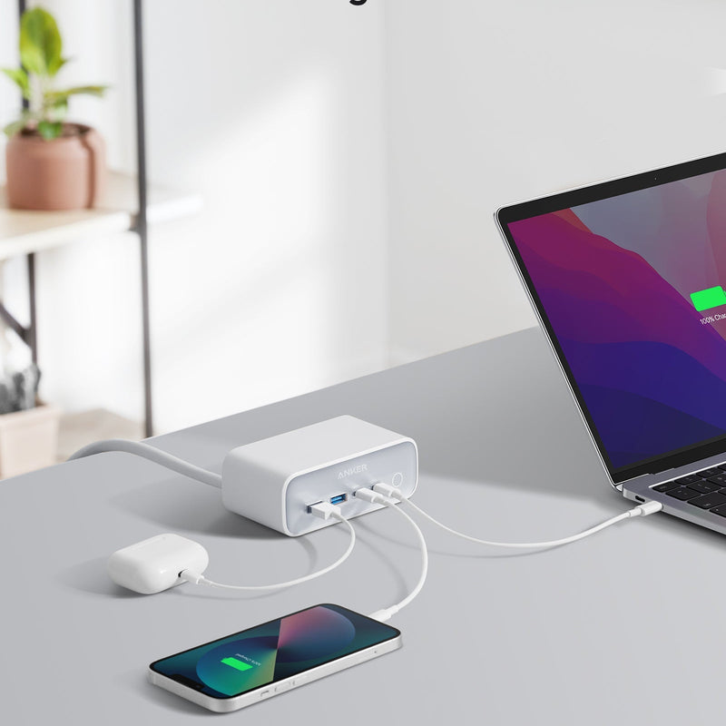 Anker 525 charging station in phantom black with multiple USB ports for efficient device charging.