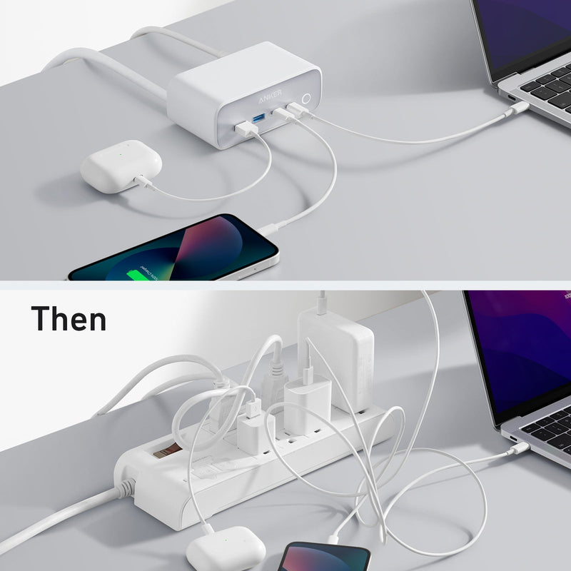 Anker 525 charging station in phantom black, designed for efficient charging of multiple devices with a sleek, compact form.