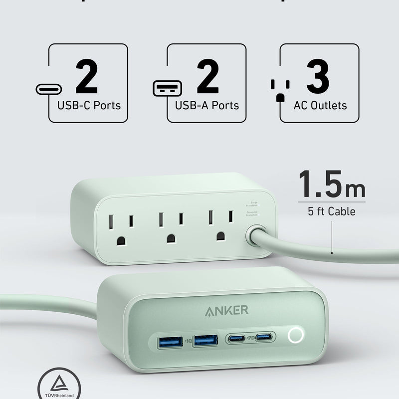 Anker 525 charging station in phantom black with multiple charging ports, designed for efficient device charging.