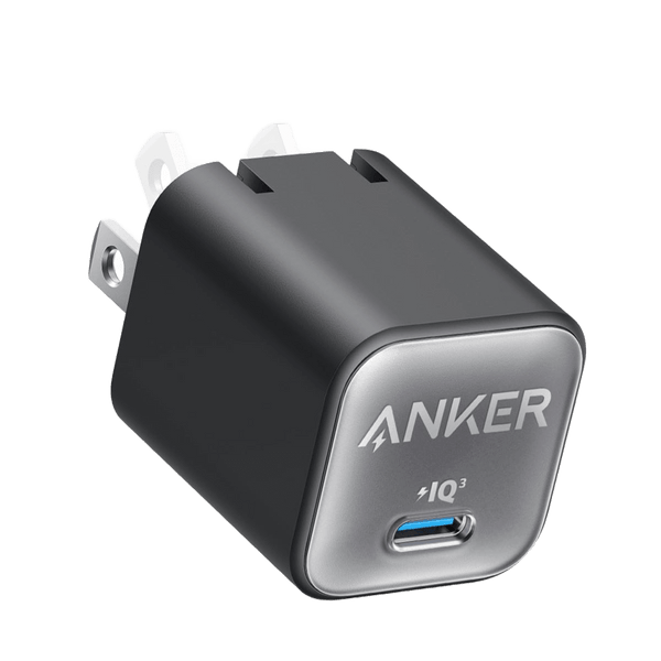 Anker Nano 30W charger in black, compact and lightweight charging device designed for quick power delivery.