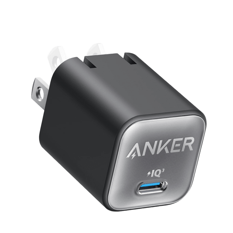 Anker Nano 30W charger in black, compact and lightweight charging device designed for quick power delivery.
