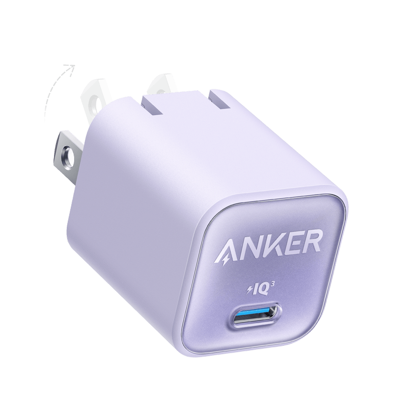 Anker Nano Charger 30W in phantom black, compact charging device, designed for fast device power-up.
