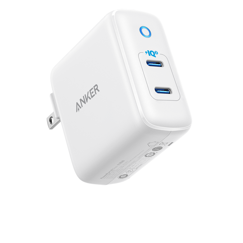 White Anker 324 Charger 40W for fast charging, compact design, and charging only, suitable for smartphones and tablets.