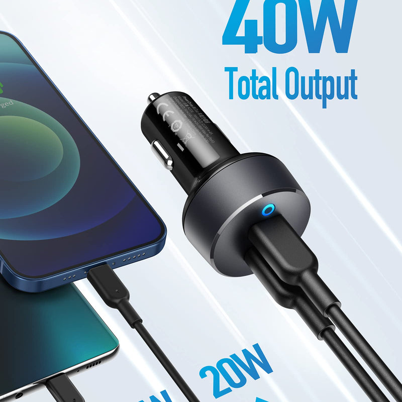 Anker PowerDrive III Duo USB-C car charger with two USB-C ports for fast charging in a vehicle.