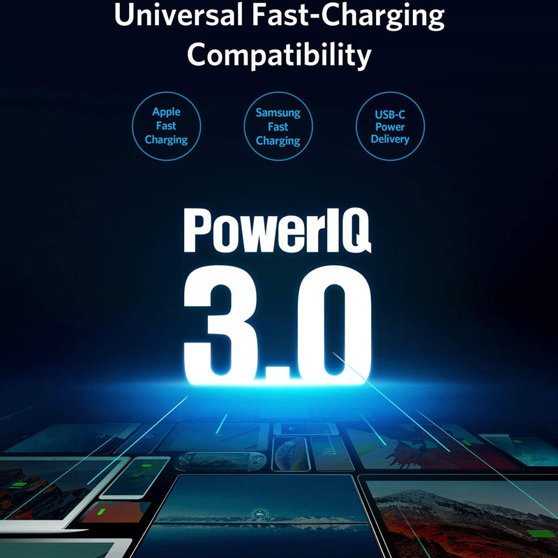 Anker PowerDrive III Duo USB-C car charger with dual ports plugged into a vehicle's cigarette lighter socket