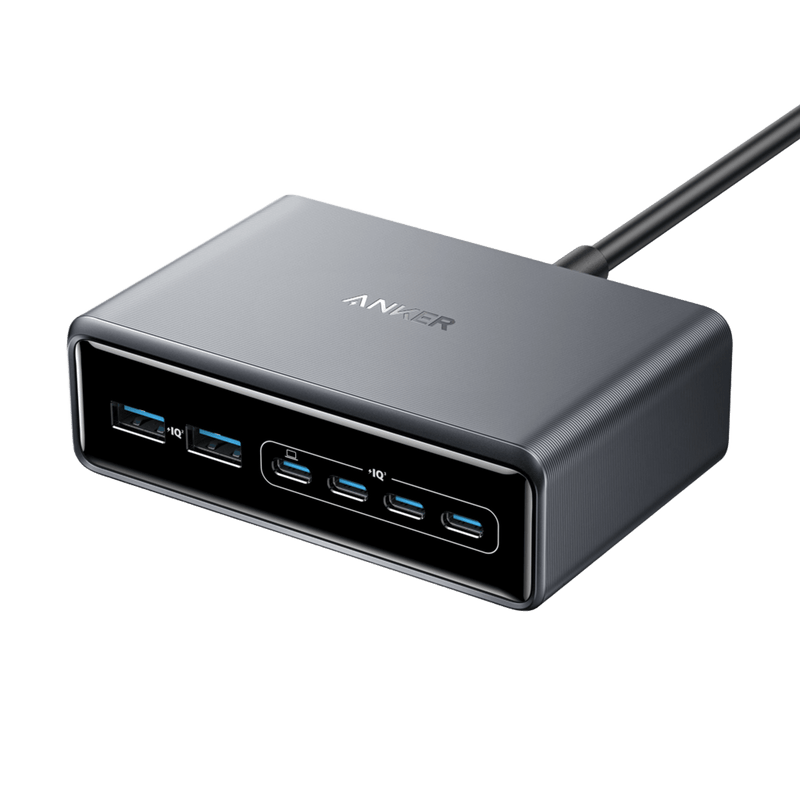 Anker Prime 200W GaN charger with six ports and compact design for fast charging multiple devices simultaneously.