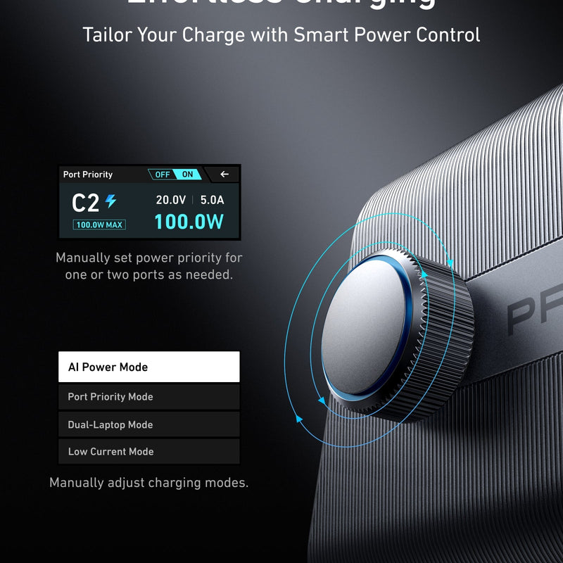 Anker Prime 250W GaN charger with six USB ports for fast charging multiple devices simultaneously.