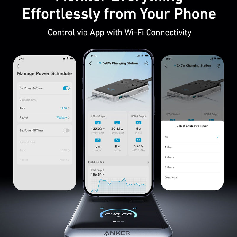 Anker Prime 8-in-1 240W charging station with multiple ports for charging devices and accessories.