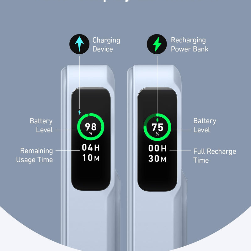White Anker MagGo Power Bank with 10,000mAh capacity, portable charger with sleek shell design for on-the-go device charging.