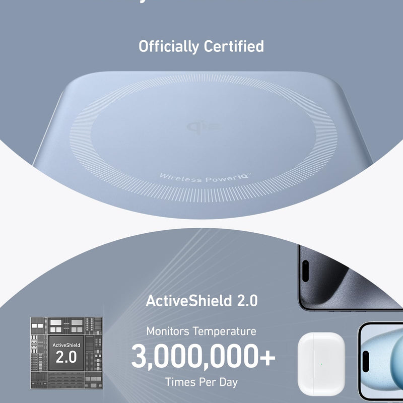 White Anker MagGo Power Bank 10K with MagSafe-compatible magnetic charging surface and compact portable design.