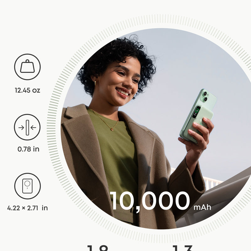 White Anker MagGo Power Bank 10K with magnetic charging surface for smartphones and devices.