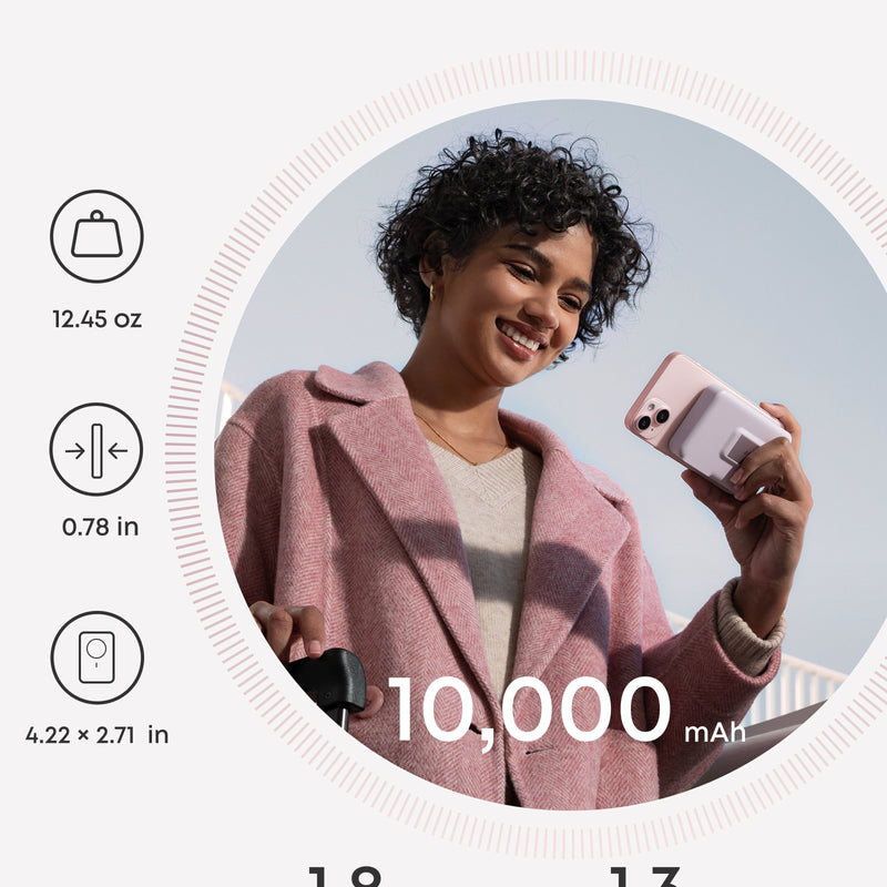 White Anker MagGo Power Bank 10K with wireless charging pad and compact design for portable charging on the go.