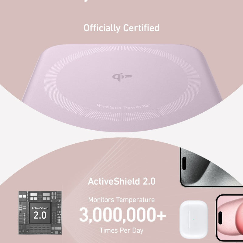 White Anker MagGo Power Bank with 10K capacity showing its sleek exterior and magnetic charging surface.