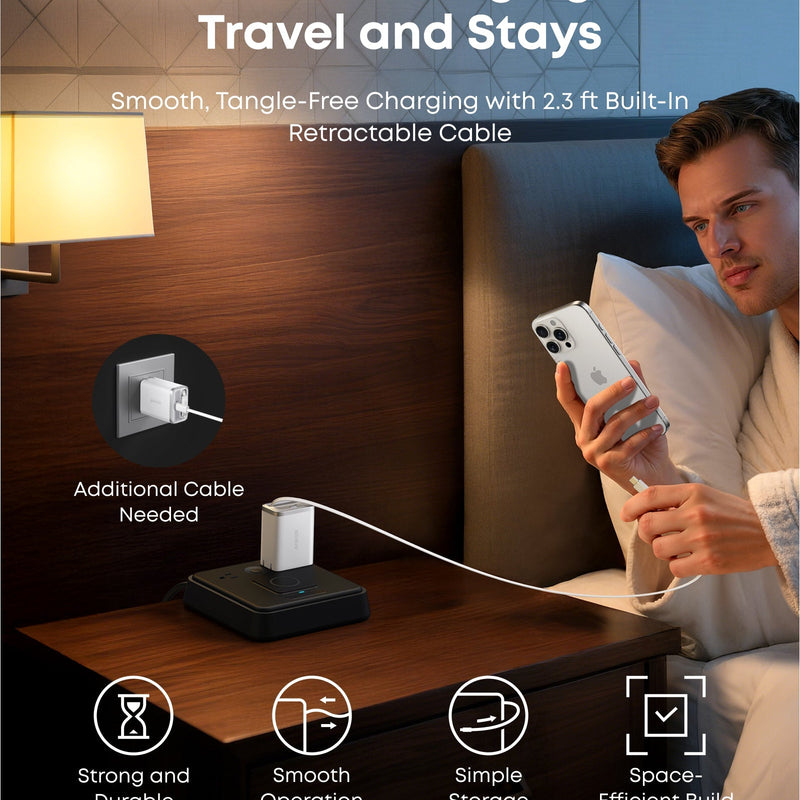 Anker Nano Charger 35W with built-in retractable USB-C cable, compact white power adapter for fast charging devices.