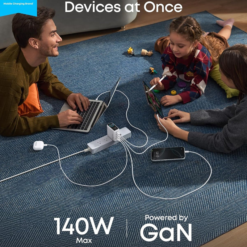 Anker 25K laptop power bank in space black with built-in and retractable cables, 165W portable charger for laptops and devices