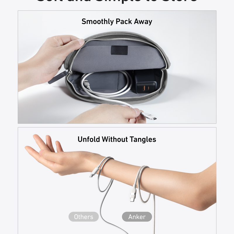 Anker 25K 165W laptop power bank in space black with built-in and retractable cables for portable charging.