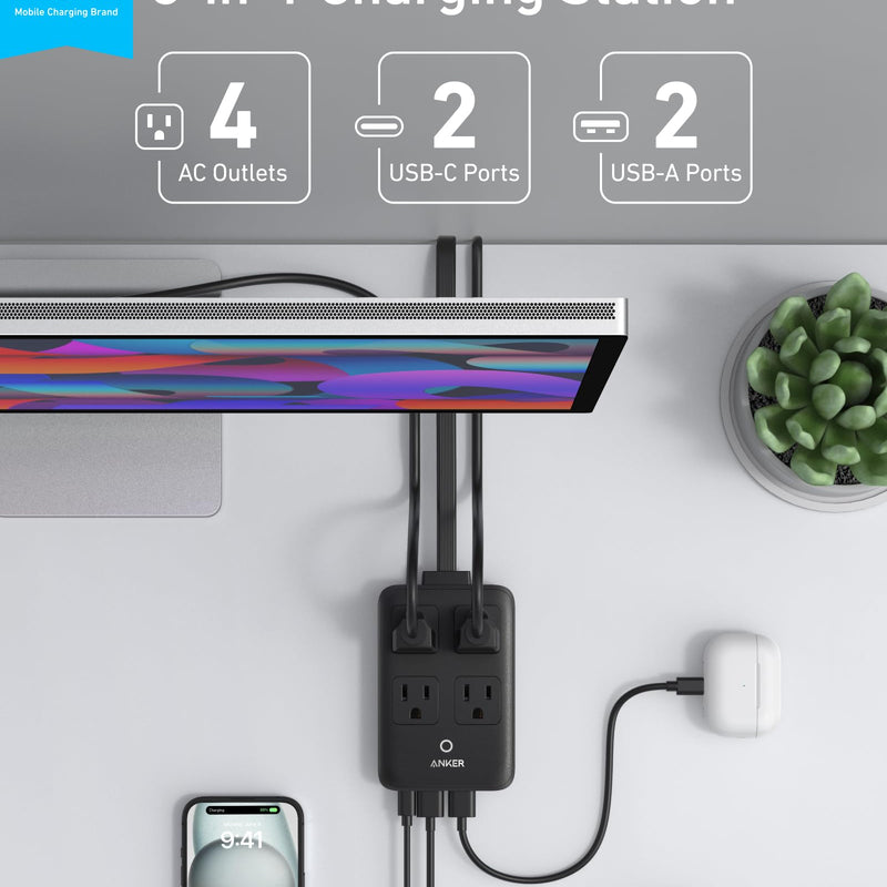 Anker 8-in-1 charging station in white with multiple ports and 20W power output for charging smartphones and devices.
