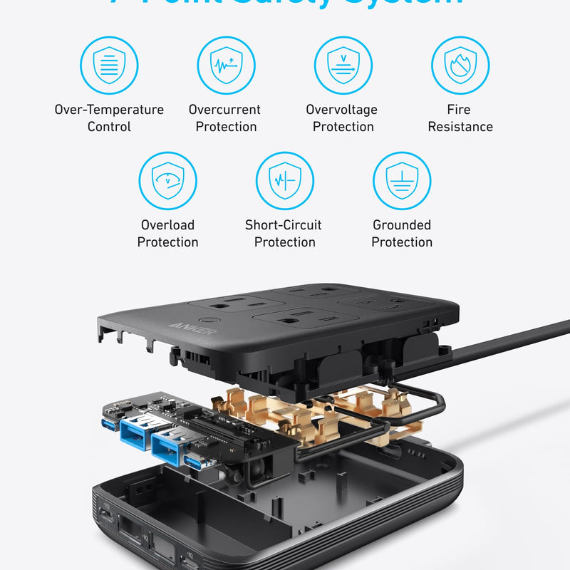 White Anker 8-in-1 charging station with 20W power output, featuring multiple ports for charging smartphones, tablets, and devices.