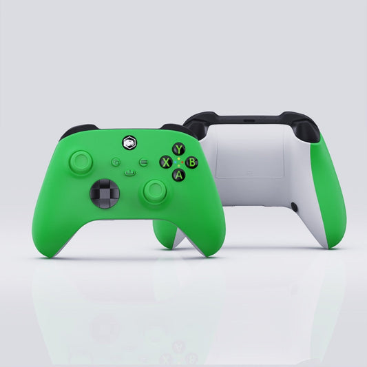 Battle Beaver Customs Xbox Series X Quick Pick Controller in Velocity Green with OEM design, no case, for Xbox Series X gaming.