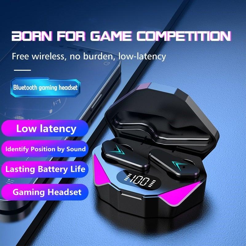 Stevvex Bluetooth gaming earbuds with mic, low latency, touch control, stereo noise reduction, and wireless design for mobile gaming.