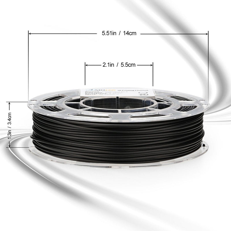 Amolen PLA Conductive 1.75mm filament for 3D printing, shown in a spool with a close-up of the filament's surface.